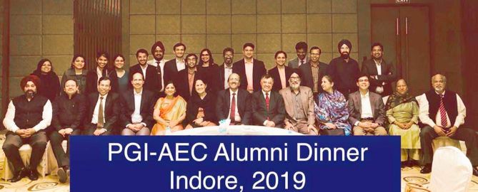 The PGIMER, Chandigarh, Advanced Eye Centre (AEC) Alumni dinner was held during the All India Ophthalmology Conference, Indore. My respected teachers of Advanced Eye Center PGIMER, Chandigarh, Dr Jagat Ram, Dr M.R. Dogra, Dr S.S. Pandav, and Dr Usha Singh, seniors, and classmates. During this, all the classmates shared their experiences and
