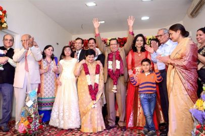 Picture taken on March 21, 2017, while celebrating the 50th marriage anniversary of Group Captain (Retd.) Shri K. M. Sharma, Smt. Sudha Sharma, my father and mother-in-law. After two months of the program, my father-in-law left us for an eternal journey on May 19, 2017.