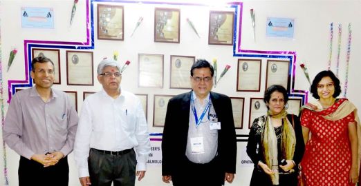 Inauguration of the ‘Pioneer in Ophthalmology Wall’ at SuVi Eye Hospital, Kota by my respected teacher and mentor Dr Amod Gupta. From right to left: Dr. Vidushi Sharma, Dr. Kirti Singh, Dr. Jyotirmoy Biswas (Sankara Eye Hospital, Chennai), Dr Amod Gupta and Dr Suresh K. Pandey.