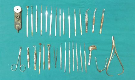 Photographs of ophthalmic instruments used for eye surgery by my Dadaji.